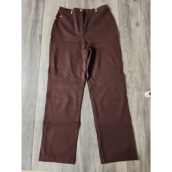 St. John Sports Essentials Burgundy High Rise Dress Pants Size 10 - Picture 1 of 3